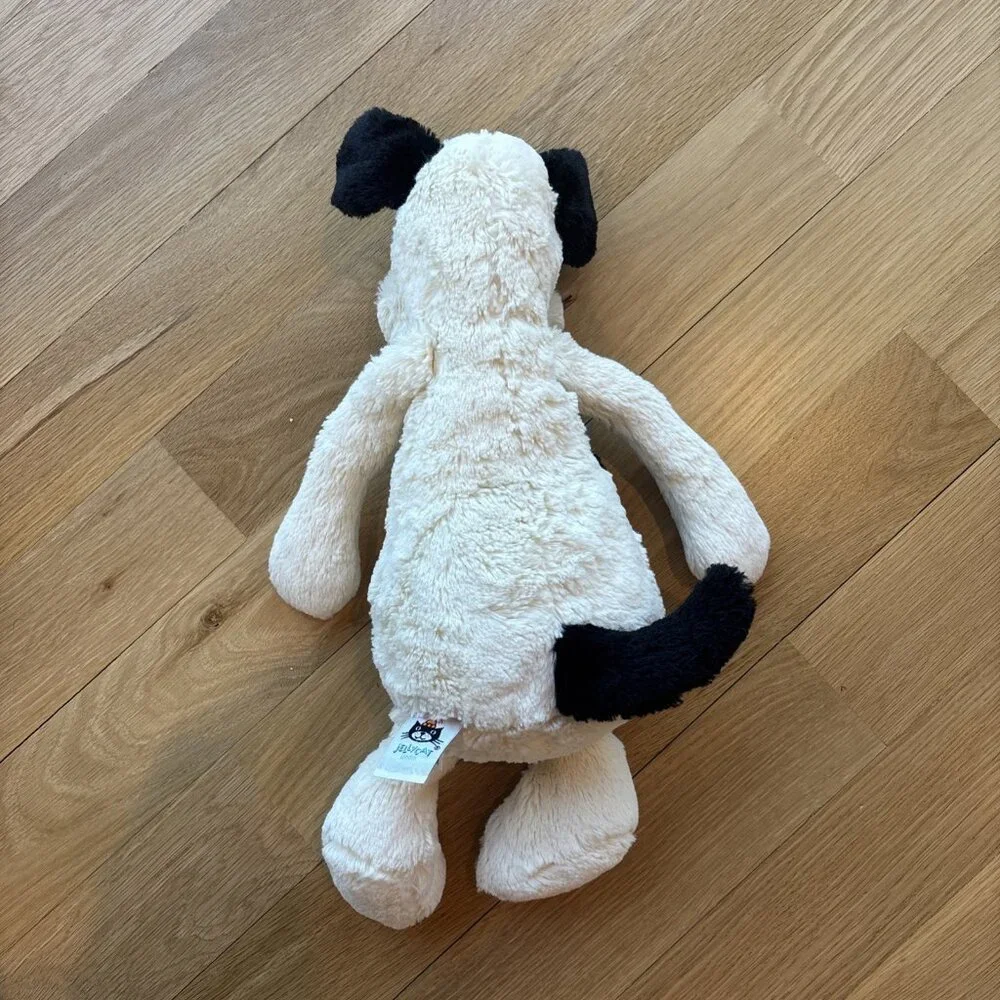 Jellycat London Bashful Puppy Black & Cream Big  Large Plush Spot Dog Toy - Picture 6 of 7